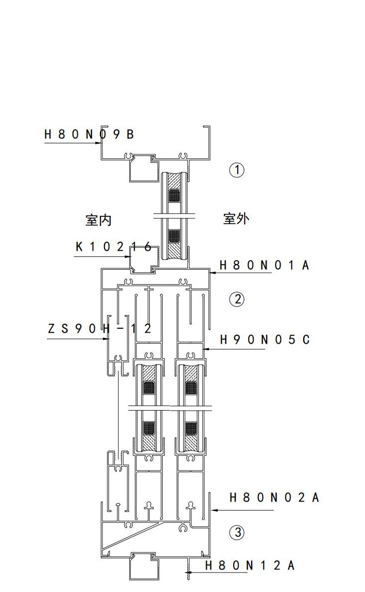 亿翔H80N小三轨推拉系列